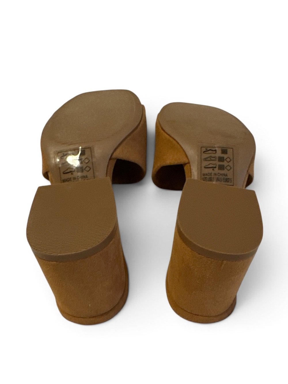 Qupid Tan Camel Faux Suede Block Heel Mule Slides Size US6.5/UK4.5/EUR37.5 - Picture 7 of 7